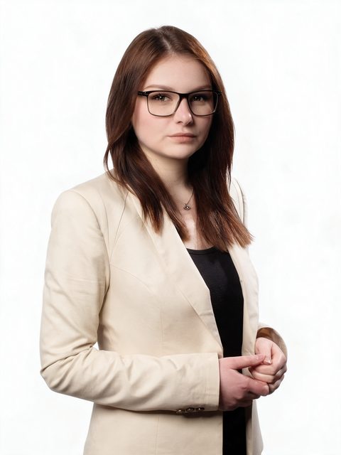 KI-Bewerbungsfoto vor dem Hintergrund Studio weiß